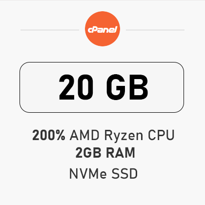 Web hosting - cPanel PREMIUM 20 GB